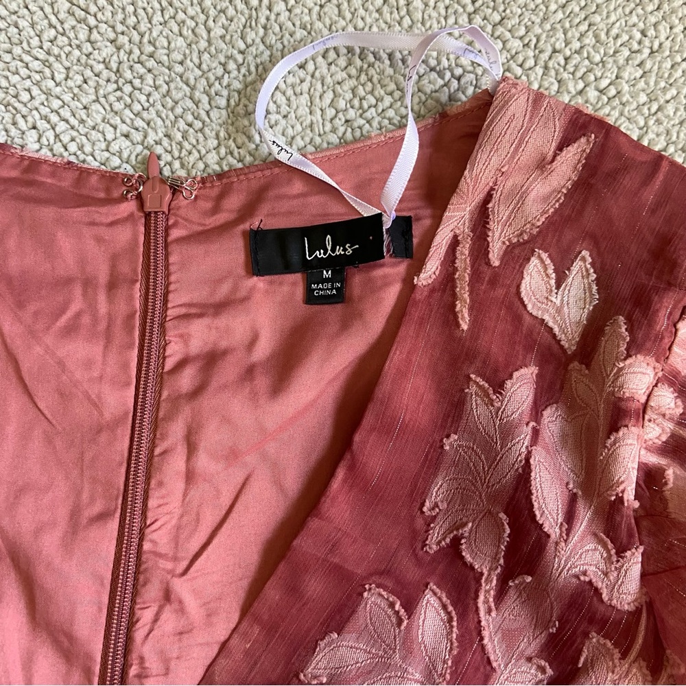 Lulus Meant to Shine Mauve Floral Jacquard Mini Dress - Size M - Picture 10 of 10